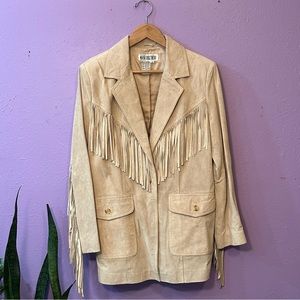 SOLD- Vintage Suede Leather Western Jacket With Fringe